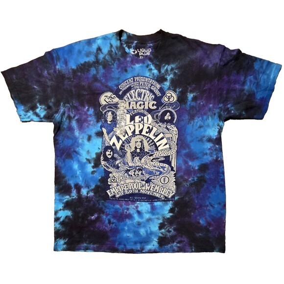 Liquid Blue Led Zeppelin Shirt Blue Tie Dye XL Electric Magic Pool Wembley 2012 - Picture 1 of 9